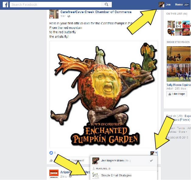 Like or Comment as your Business Page